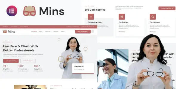 Mins – Eye Care Clinic Services Elementor Template Kit